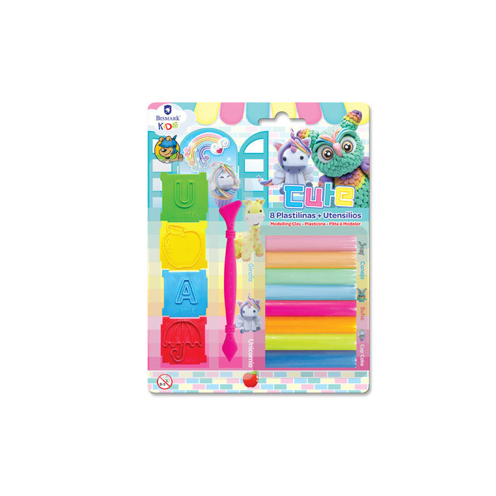 Plastilina 8 colores con 4 moldes y cortador